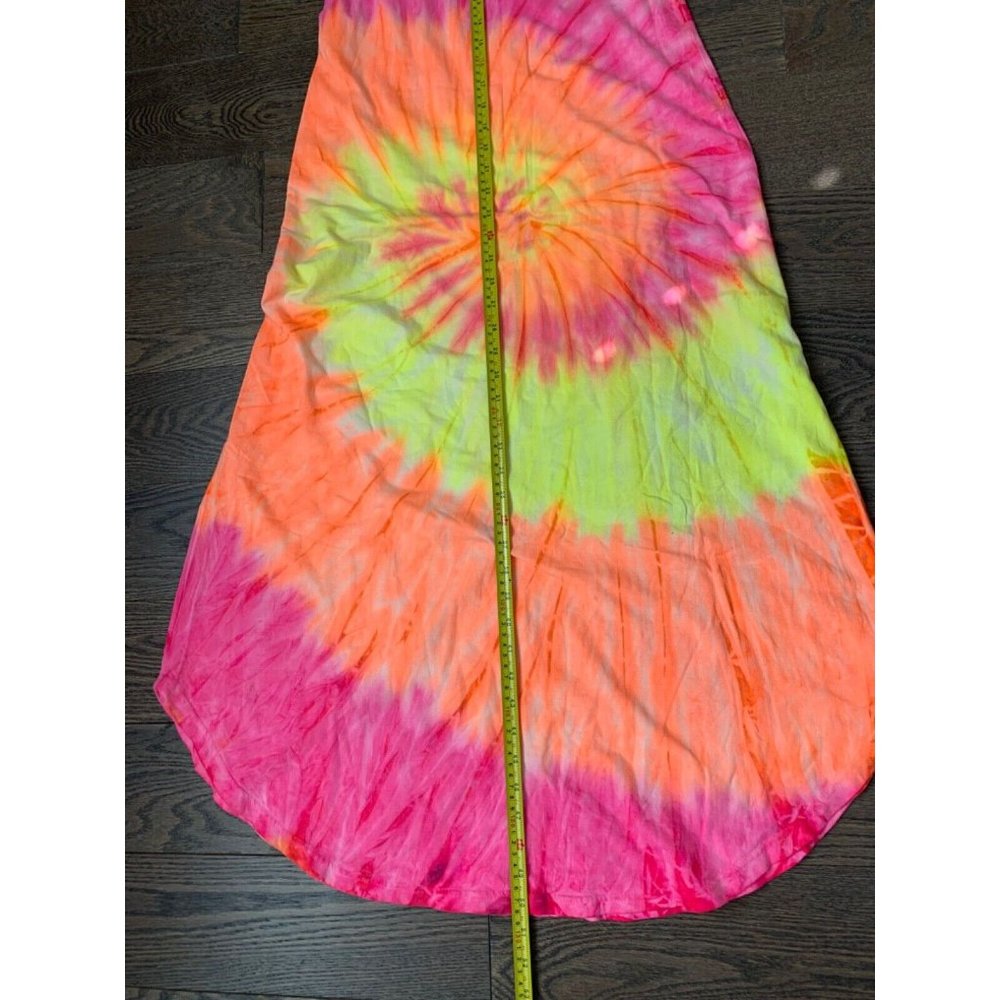 Women's M Tie Dye Sleeveless Maxi Dress yellow pink orange boho - Picture 6 of 7